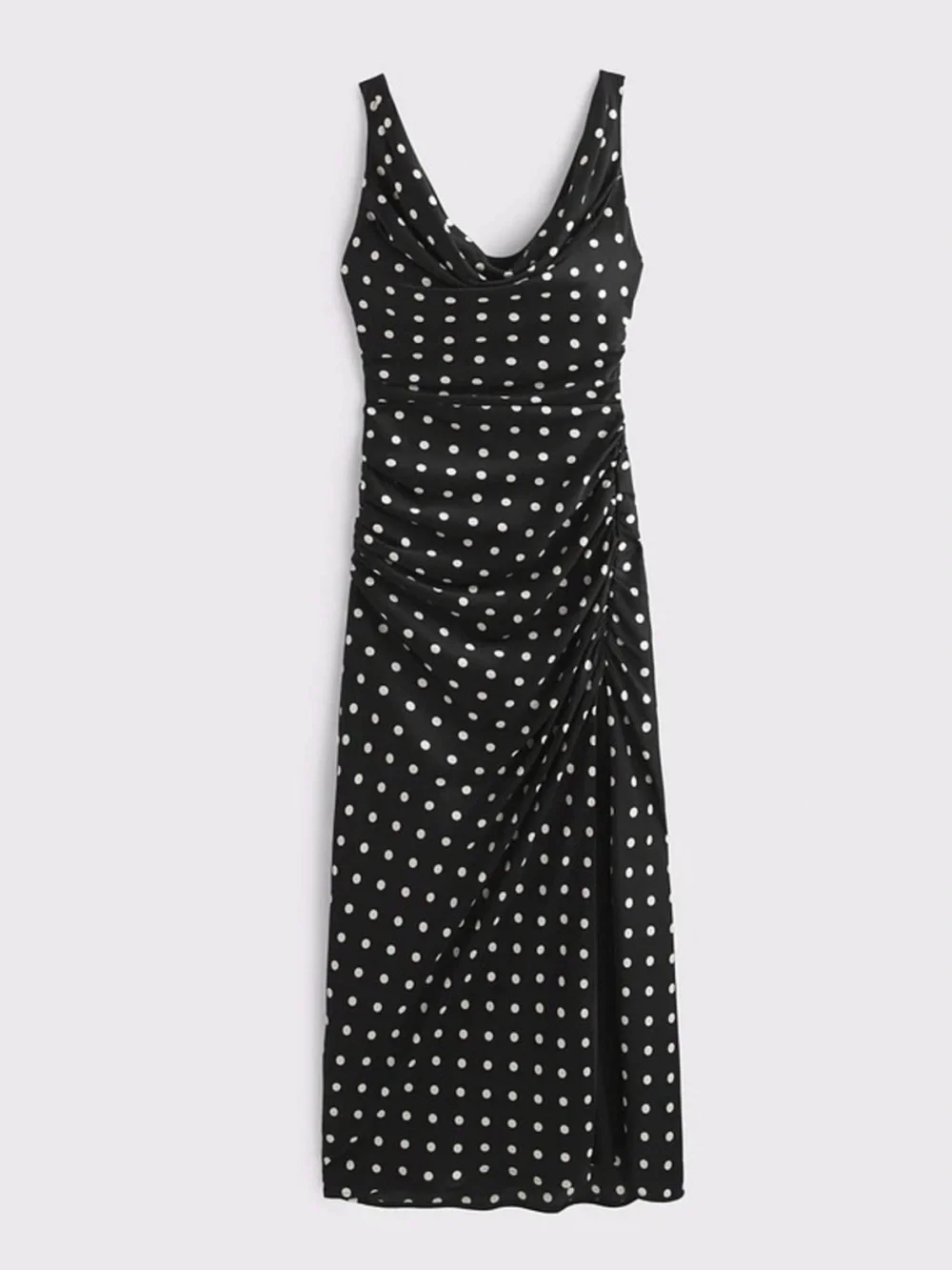 Abercrombie & Fitch Black Polka Dot Cowl-Neck Maxi Dress M Tall